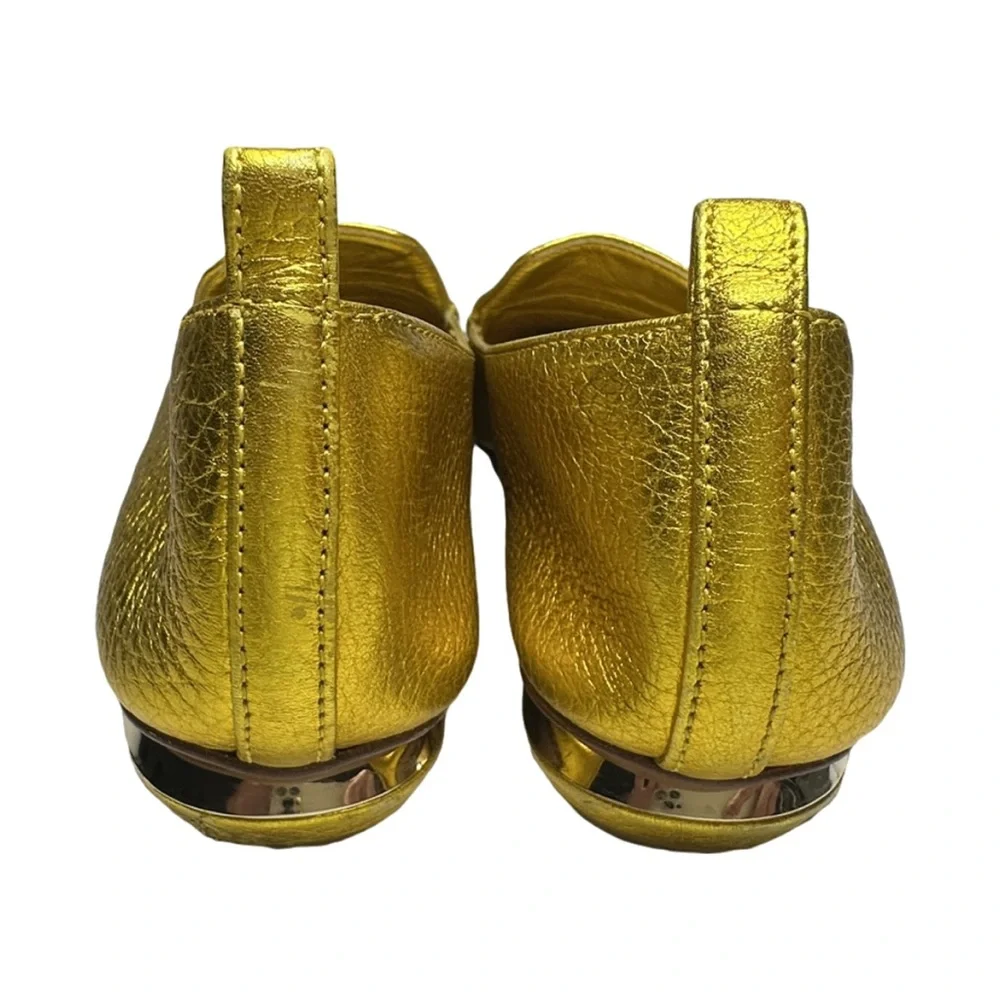 NICHOLAS KIRKWOOD | Beya Gold Leather Pointed Toe Flat Loafer Shoe Lux